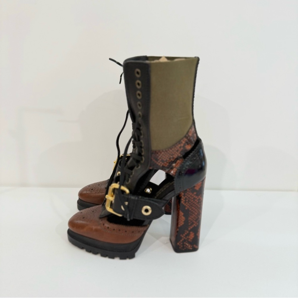 Burberry Multicolor Lace-Up Heeled Boots - Picture 7 of 16